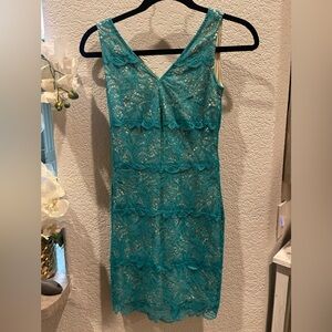 bebe Turquoise Lace Mini Dress xsmall